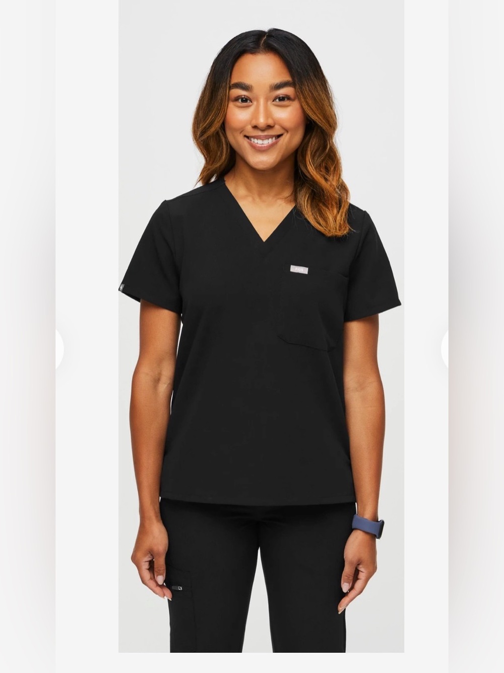 Figs Catarina Black Scrub Top small